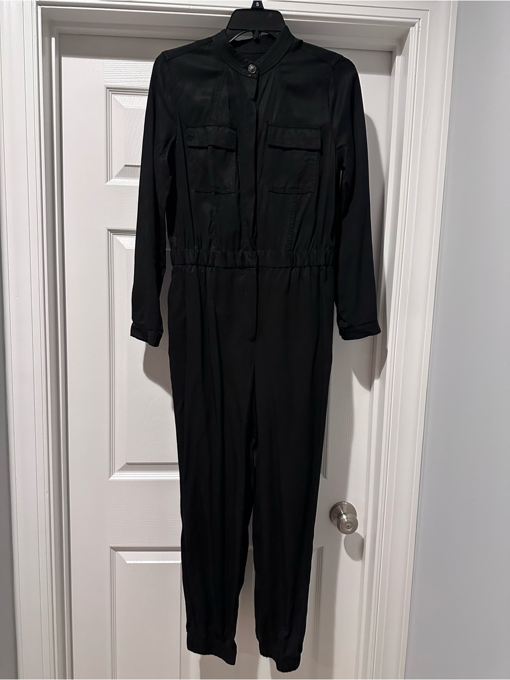 Banana Republic Black Long-Sleeve Utility Jumpsuit